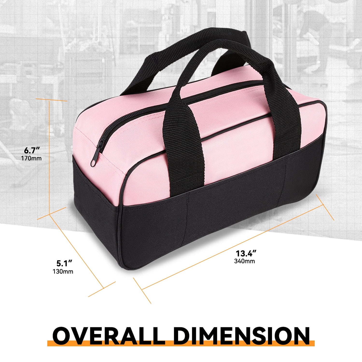 7-Piece Tool Set - Portable Household Hand Tool Kit with Wide Mouth Canvas Storage Bag for DIY Home Repairing, Gift for Women Girls Ladies, Pink