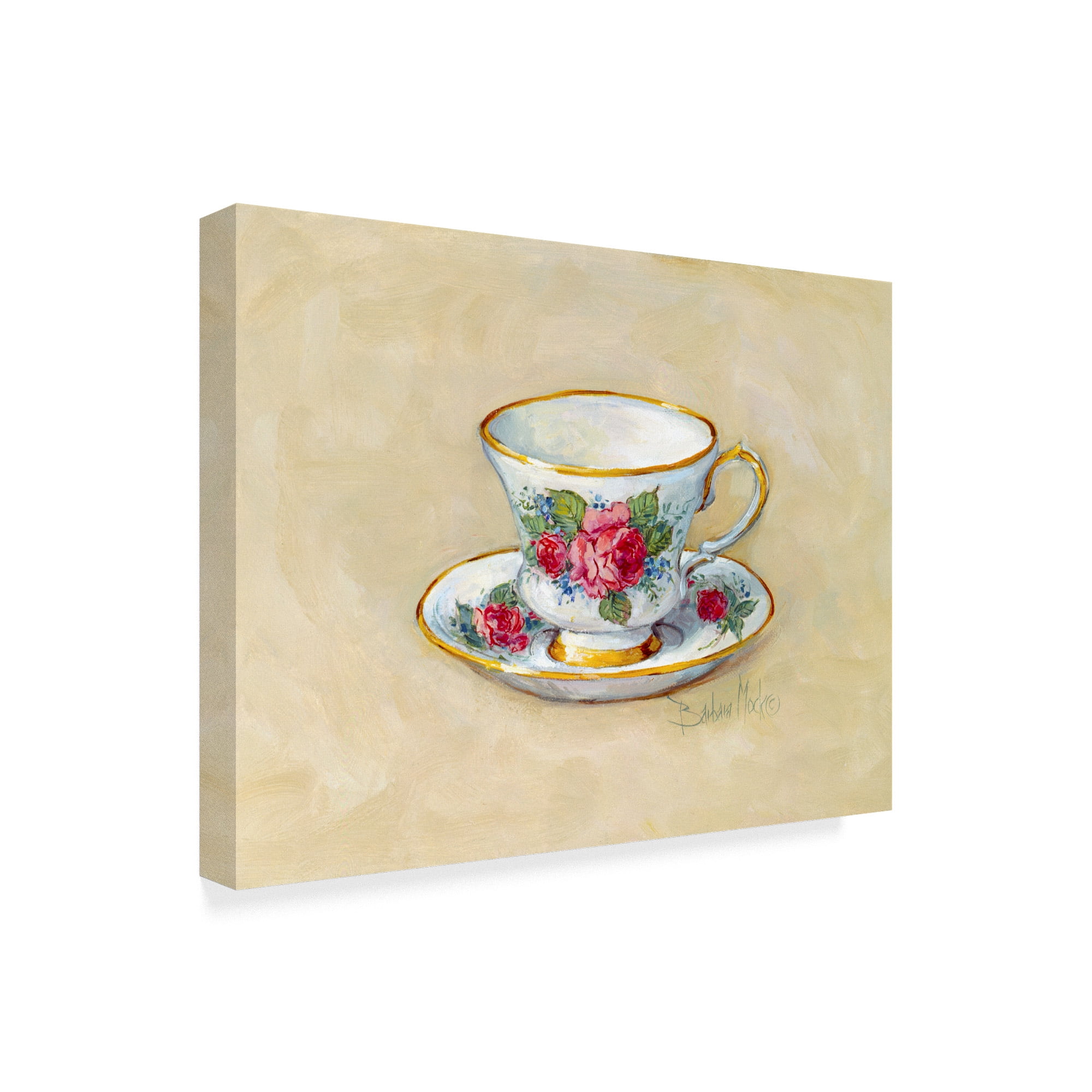 Trademark Fine Art 'Rose Teacup, Beige' Canvas Art by Barbara Mock