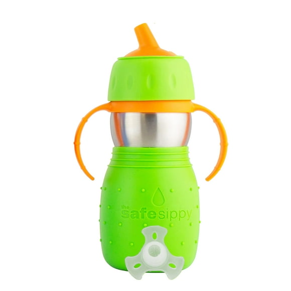 Kid Basix Safe Sippy, Tasse en Acier Inoxydable pour BabiesToddlers, Bec Rond, Lave-Vaisselle, Sans BPA, 11 OZ TravelSchoolPlay Vert