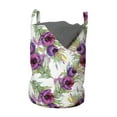 thumbnail image 1 of Floral Laundry Bag, Flowers Bouquet with Leaves Feminine Petal Colorful Watercolor Artpiece, Hamper Basket with Handles Drawstring Closure for Laundromats, 13" x 19", Multicolor, by Ambesonne, 1 of 4