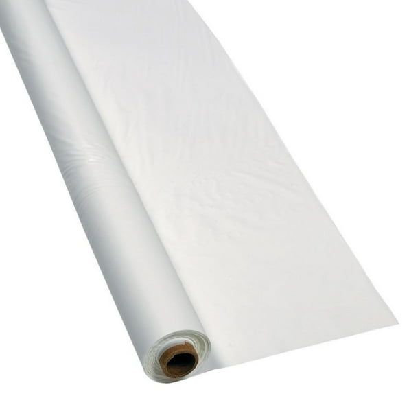 White Plastic Table Cover Roll 40" x 100' Banquet Table Roll