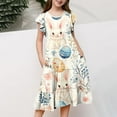 thumbnail image 3 of Riecok Summer Short - Sleeved Ruffled Round - Neck Easter - Printed Waist - Cinched Pocketed Tiered Dress for Girls Aged 6 - 15 Multicolor 6-7 Years, 3 of 5