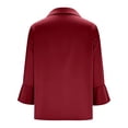 thumbnail image 5 of Lumtrix Womens Elegant Cowl Neck Satin Blouses Business Casual 3/4 Bell Sleeve Shirts Ruched Dressy Tops Work Office Clothes Wine XL, 5 of 6