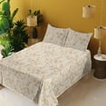 thumbnail image 2 of Ambesonne Autumn Vibes Fitted & Flat Sheet with Shams 4 Pcs Set, Fall Swirling Leaves, King, Eggshell Beige Pale Sepia, 2 of 5