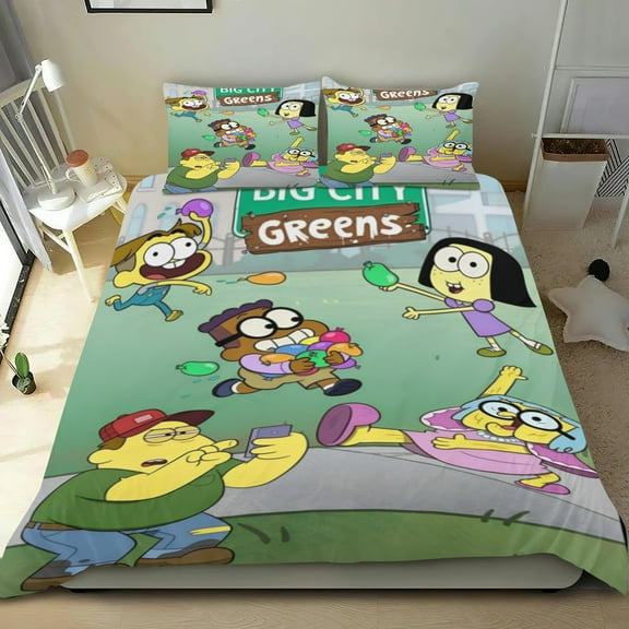 Big City Greens Down Duvet Cover Gift Full Size Cotton Bedding Set Lightweight Soft Aesthetics Big City Greens Cute 1 Full Down Duvet Cover 79 "x 53" with 2 Pillowcases 30 "x 20", No Quilt