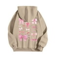 thumbnail image 4 of Women's Tunics Fall Oversized Hooded Long Sleeve Mitten- Off the Shoulder with Pocket Butterfly Print Leisure Polyester Sweatshirts Hoodies(Beige,XXL), 4 of 4