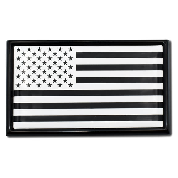 American Flag Inverted Black and White All Metal Chrome Emblem for Cars, Trucks, and All Auto - Universal Fit at 3.8" x 2.5" - All Weather