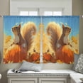 thumbnail image 4 of Sheer Curtains 45 inches Long, Fall Pumpkin Autumn Animal Squirrel Maple Leaf Light Filtering Sheer Window Curtains Rod Pocket Voile Drapes for Bedroom Living Room, 52"W x 45"L 2 Panels, 4 of 7