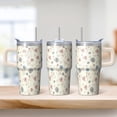 thumbnail image 2 of 20oz Floral Spring Vintage Tumbler with Handle and Straw Lid, Chinoiserie Elegant Bloom Coffee Cup, Insulated Travel Mug, 2 of 5