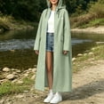 thumbnail image 5 of Women’s Long Length Heavy Duty Rain Coat Hooded Waterproof Raincoat for Outdoor Use, Wind Resistant Full Length Rain Jacket Loose Fit Adults Poncho Green, 5 of 7