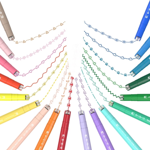 Juego de rotuladores Curve AECHY, 18 unidades, doble punta, 18 colores
