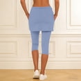 thumbnail image 4 of Yuhangmm Women's Pants, Versatile Knit Capri Pants with Pockets for Everyday Workouts and Travel Cozy Pull-On Skirt-Pants for Tennis Yoga Comfort Light Blue XL, 4 of 6