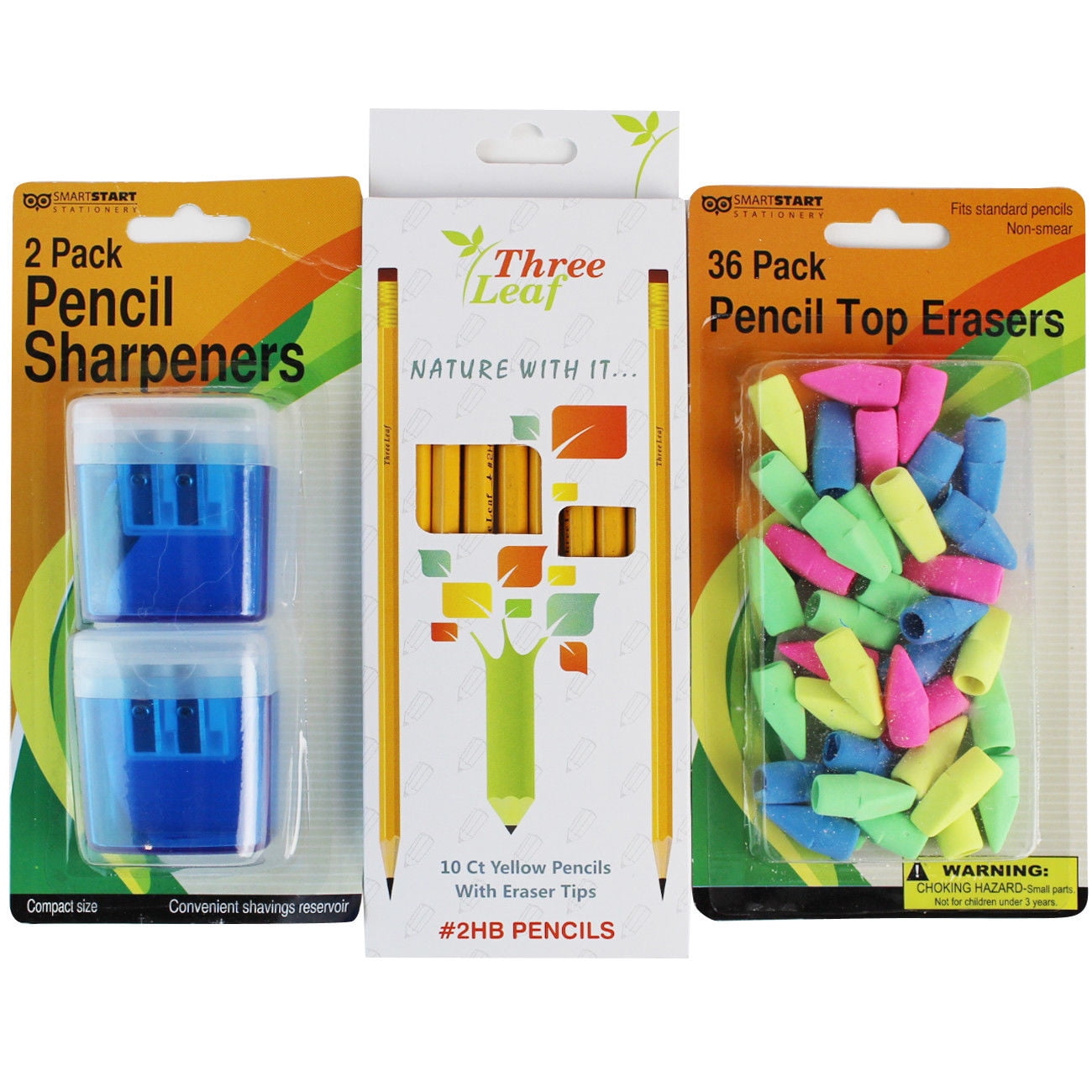 Back To School Set of Pencils 2HB Top Erasers Sharpeners