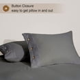 thumbnail image 2 of Couture Charm Decorative Coconut Button Closure Duvet Cover 3-Piece Set Unique Design 600-TC Egyptian Cotton, Super King ( 98" x 108" ) (Dark Grey, Solid), 2 of 4