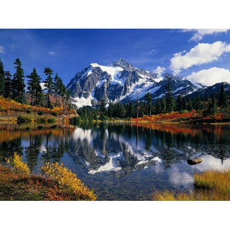 Autumn Foliage Surrounding Picture Lake Scenic Mountain Reflection Photo Print Wall Art By Craig Tuttle