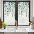 thumbnail image 2 of Eucalyptus Leaves Privacy Window Film, Decorative Frosted Glass Window Film, Teal Botanical Summer Weeping Reusable Peel and Stick Static Cling for Home Bathroom Office Glass Door 17.7"x39.3", 2 of 8