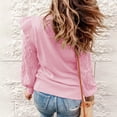 thumbnail image 6 of Baqcunre Women's Sweaters Women Casual Sweater Crewneck Ruffle Shoulder Long Sleeve Cable Knit Solid Loose Ribbed Hem Pullover Jumper Top Crewneck Sweatshirts Fall Outfits Women Trendy Pink M, 6 of 6