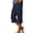 Navy, variant on Women's Elastic Over Knee 3/4 Cropped Shorts Cotton Casual Summer with Pockets