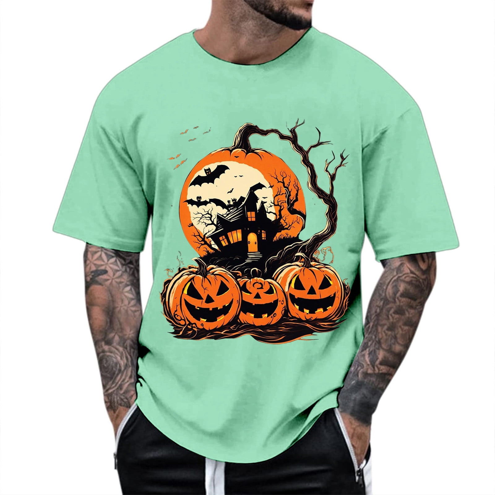 T-shirt Halloween Manches Longues Pour Homme - Noir, Décontracté Et Confortable - Idéal Pour Fête Ou Quotidien