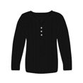 thumbnail image 5 of Zylarhe Womens T Shirts Women's V Neck Long Sleeve T Shirt Soft Jacquard Knit Comfortable Seamless Design Casual Winter Top Elegant Three Button Detail, 5 of 5