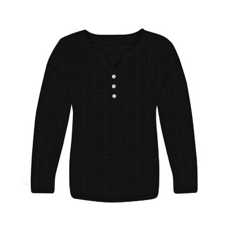 YOUSNH Women's Autumn/Winter Solid Color Jacquard Seamless V Neck