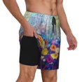 thumbnail image 2 of Yiaed Spring Flower Seasonal Print Mens Swim Trunks Bathing Suit Compression Liner Beach Swim Shorts Swimwear Quick Dry Zipper Pocket No-Chafing Board Short-X-Large, 2 of 6