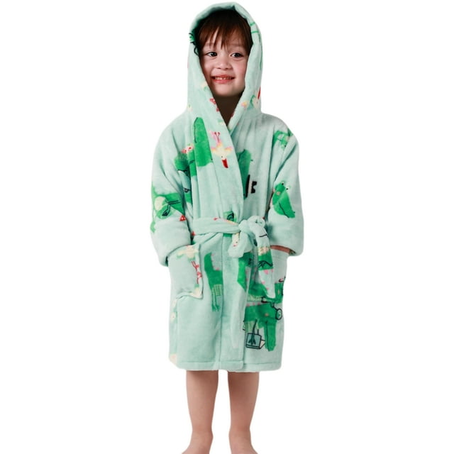 Pijama con capucha, suave forro polar coral, para niños y niñas