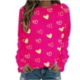 thumbnail image 1 of Diufon Hauts de la Saint-Valentin pour Femmes Manches Longues Col Rond Chandail Décontracté Tendance Mignon Imprimé Graphique Blouse, 1 of 7