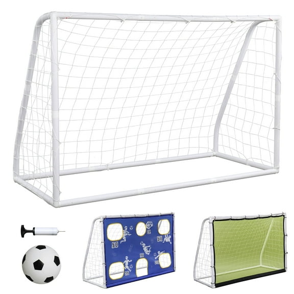 Ktaxon 3 in 1 Soccer Goal with Football, Target Training Net, Rebound Net, 6' x 4' Protable Football Net Outdoor