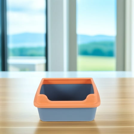 WEUVEB Small Semi-Enclosed Cat Litter Box for Kittens, Household Pet Litter Tray, , Design, 1 Set