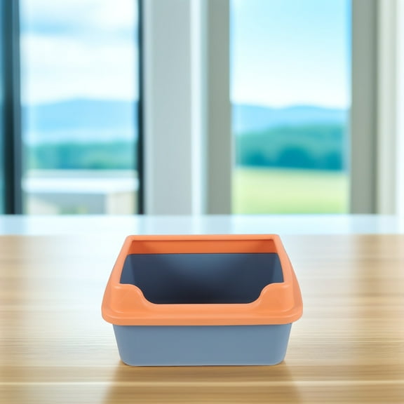 WEUVEB Small Semi-Enclosed Cat Litter Box for Kittens, Household Pet Litter Tray, , Design, 1 Set