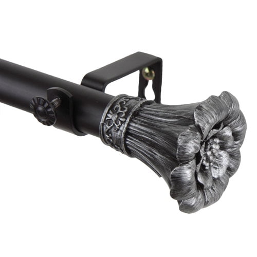 Blossom 1" Curtain Rod-Color:Mahogany,Size:48-84"