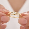 thumbnail image 3 of vylahjewellery Bezel Round Diamond Engagement Anniversary Ring Elegant Moissanite Split Shank Valentine Day Ring Vermeil Yellow Gold Proposal Wedding Ring for Her, 3 of 7