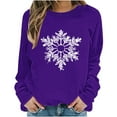 thumbnail image 3 of Ugly Christmas Sweatshirt for Women Long Sleeve Xmas Graphic Shirts Loose Holiday Gift Pullover Tops, L Purple, 3 of 6