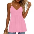 thumbnail image 4 of Camisole Tops For Women Casual Pink V Neck Solid Color Tank Sleeveless Tank Summer Tops For Women, 4 of 6