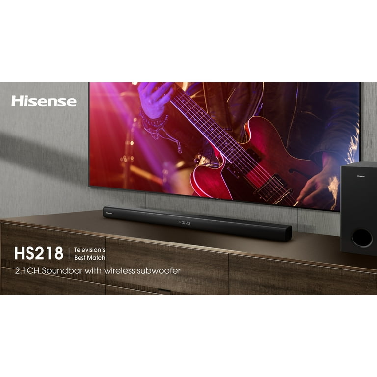 200W, Hisense Bluetooth, HDMI HS218 TV Subwoofer, 2.1 Black Audio, with Ready, Wireless HS218) Sound Roku Channel (Model Bar Dolby ARC/Optical/AUX/USB