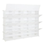 Ktaxon 32 Cubes 64 Pairs Modular Plastic Shoe Storage Cabinet Boxes Expandable 8 Tiers Shoe Rack Shelf Tower Stand Shoe Storage Organizer for Hallway Bedroom Closet Entryway White