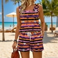 thumbnail image 4 of Women's Halloween 2 Piece Sets Pumpkin Bat Scoop Neck Funny Tank Tops and Skeleton Spiderweb Wide Leg Spooky Shorts, S, 4 of 6