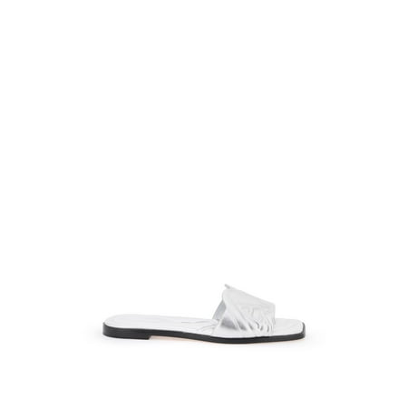 

Alexander Mcqueen Laminated Leather Slides With Embossed Seal Logo Women