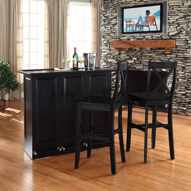 Crosley Furniture Mobile Folding Bar with 30" XBack Stool Walmart