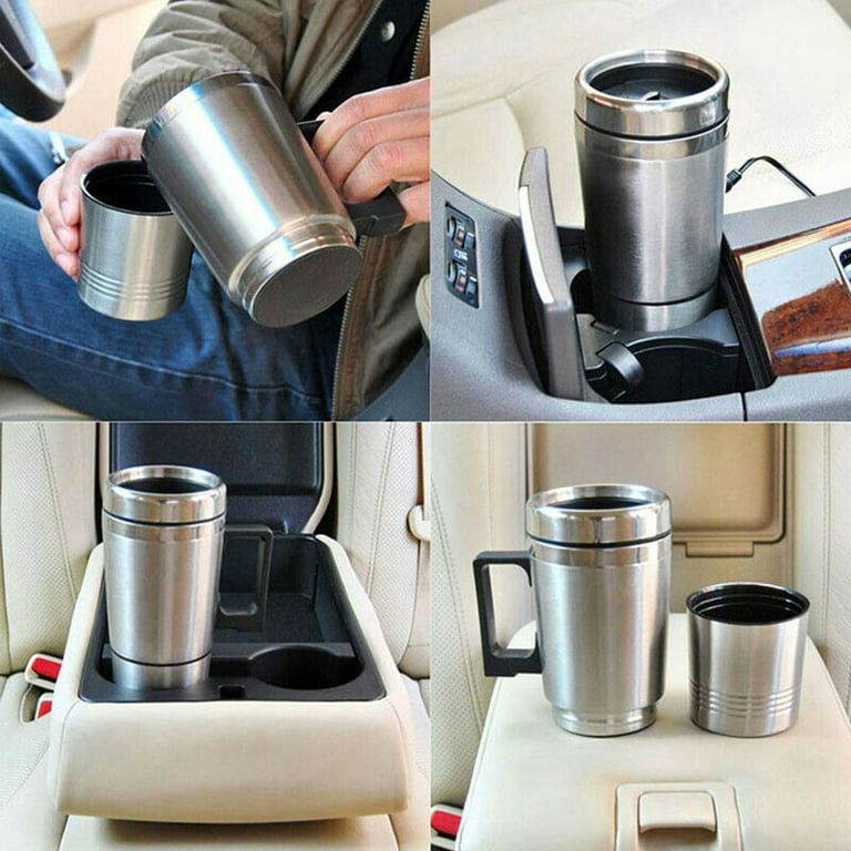Rely2016 12V Car Heating Cup Stainless Steel Travel Coffee Cup Insulated Heated Thermos Mug 1 PC