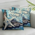 thumbnail image 2 of CMMY  Sea Throw Pillow Covers Only Ocean Theme Seahorse-Octopus-Starfish-Crab Pattern Beach House Decorative Cushion Cover Coastal Pillowcases 2pcs (Ocean Theme) 12x12in, 2 of 6