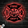 thumbnail image 2 of Craftnamesign Custom Fire Dept Metal Wall Art LED Light, Firefighter Maltese Cross Wall Decor, 2 of 5