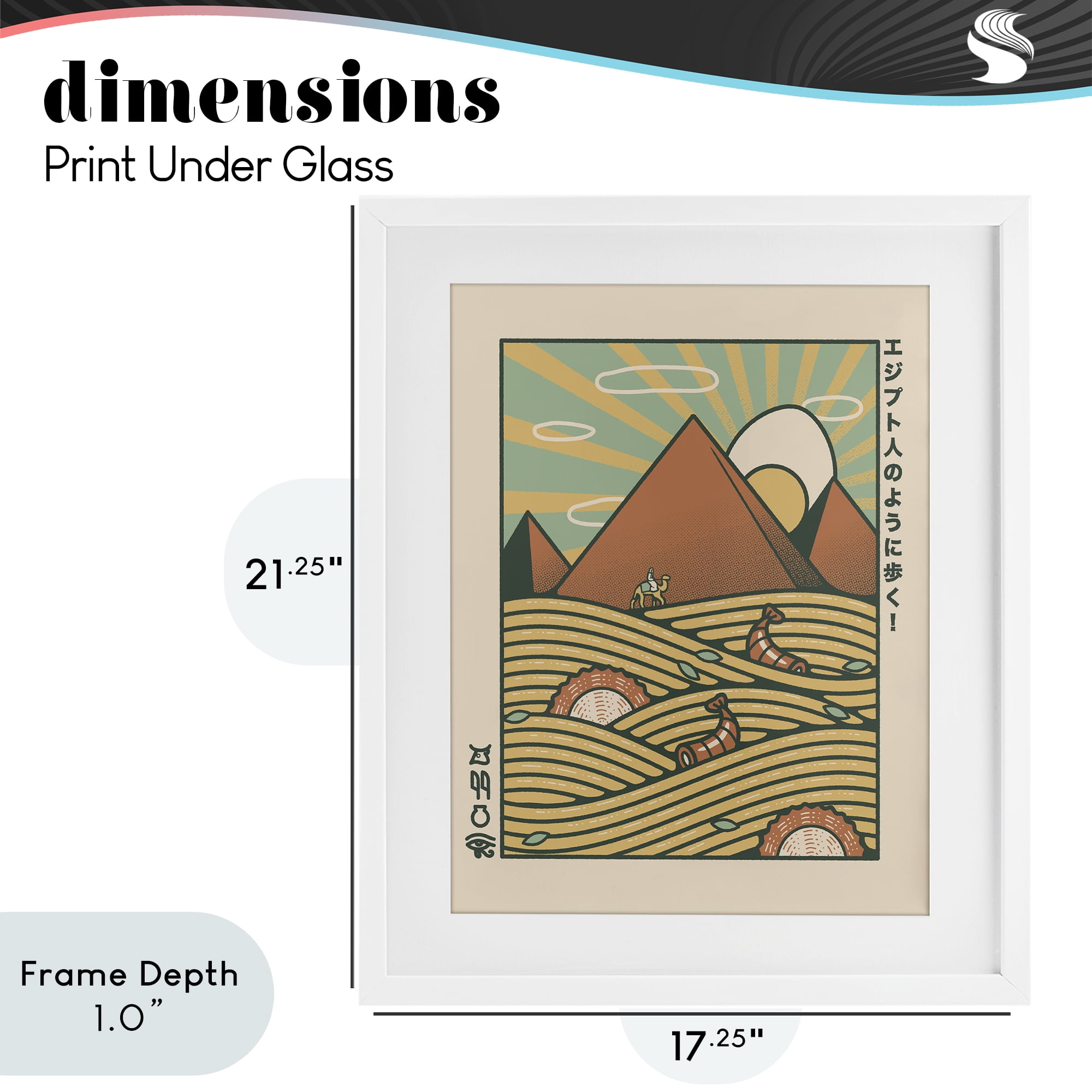 Stupell Industries Egyptian Ramen Pyramids White Framed Print Under Glass, design by Tobe Fonseca