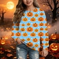 thumbnail image 2 of Staki Girls Sweatshirts Toddler Girl Halloween Crewneck Sweatshirt Long Sleeve Print Graphic Kid Pullover Tops(Sky Blue,3-4Years), 2 of 9