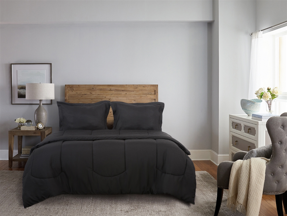 Super Soft Solid Bedding Comforter Set with Matching Shams