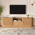 thumbnail image 2 of 66.9" Vintage Rustic TV Stand with Sliding Wood Slatted Doors for TVs up to 75", Farmhouse Media Console with Drawer & Cable Management, Natural, 2 of 10