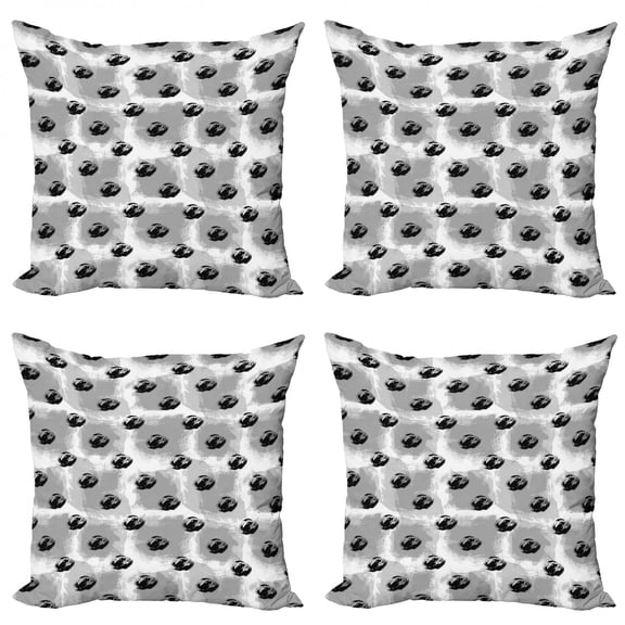 Abstract Throw Pillow Cushion Case Pack of 4, Random Sketchy Paint Blots and Blemishes Illustrated by Hand, Modern Accent Double-Sided Print, 4 Sizes, Charcoal Grey Pale Taupe, by Ambesonne