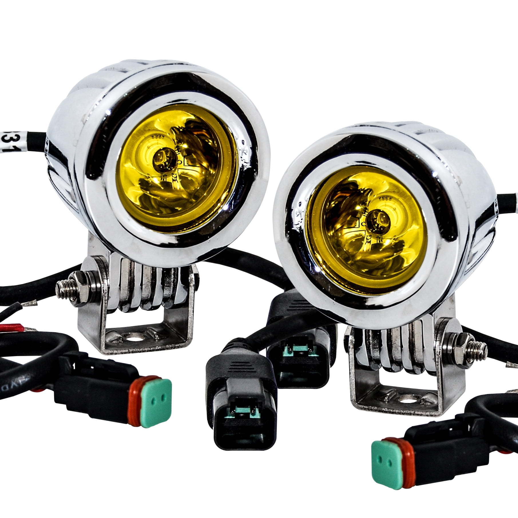 OZ-USA Amber LED Fog Lights Chrome Mini Trail Lights 20W Spot Beam for Motorcycle Off-Road Truck ATV UTV RV 12V