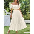 thumbnail image 4 of Zeagoo Maxi Skirt for Women Summer Boho Elastic High Waist Pleated A-Line Flowy Ruffle Swing Tiered Beach Skirt with Pockets, 4 of 6